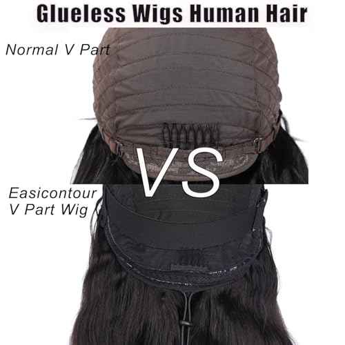 V Part Wig Human Hair Body Wave Upgrade Glueless Wigs Human Hair U part Vpart Human Hair Wig Beginner Friendly Real Hair wigs for Women 180% Density 20inch 1b-30