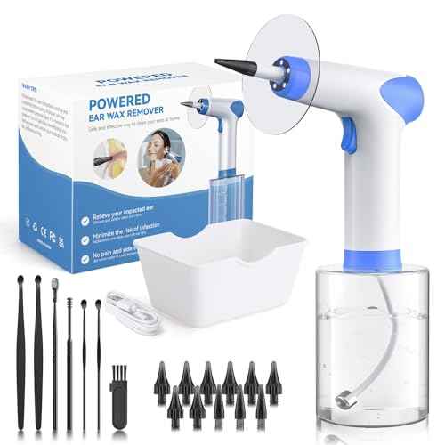 Ear Wax Removal - Ear Cleaner with 4 Pressure Modes, Ear Cleaning Kit with Digital Temperature Display, Safe & Effective Ear Irrigation Flushing System (White)