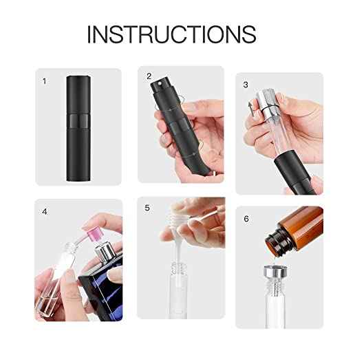 Lisapack 8ML Atomizer Perfume Spray Bottle for Travel (3 PCS) Empty Cologne Dispenser, Portable Sprayer (Black, Silver, Brown)