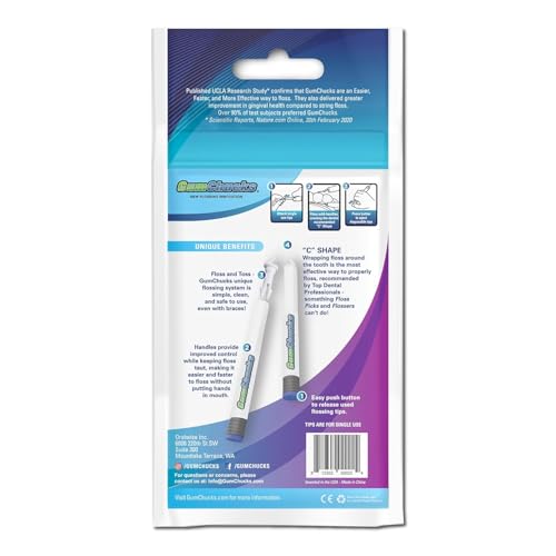 GumChucks Floss for Teeth - Flossing for Kids and Adults - Orthodontic Flossers for Braces - Dental Gum Floss Picks for All Ages (Starter Pack Bundle)