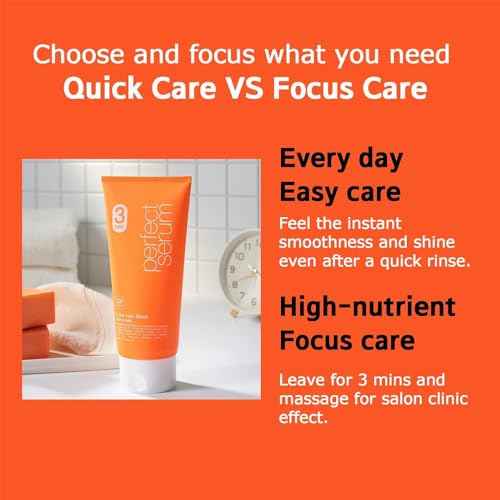 Mise En Scene 3 Min Korean Hair Mask - Perfect Serum Super Rich 3 Min Salon Pack - Strengthening and Hydrating, Korean HairCare, Hair Balm Texture 10.14 Fl Oz.