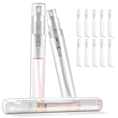 Mini Perfume Sample Bottles, 10 Pack 5 ml Plastic Small Perfume Spray Bottle, Fine Mist, Portable Perfume Travel Refillable Bottle, 2025 Upgraded atomizer sprayer for perfume, Clear