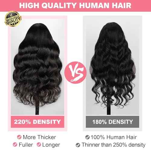 30 Inch 13x6 Loose Wave Lace Front Wigs Human Hair 220% Density HD Transparent Lace Frontal Wigs Human Hair Loose Deep Wave Wigs Pre Plucked with Baby Hair for Women