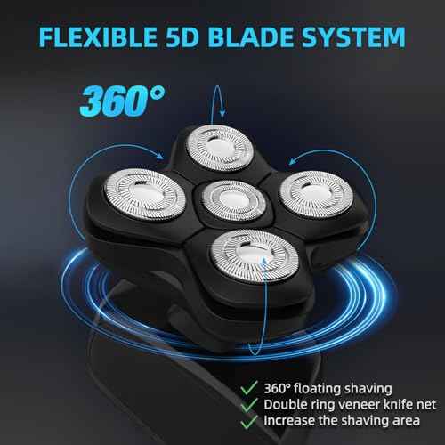 Freedom Grooming Bald Head Shaver Replacement Blades - Premium 5 Blade Shaver Heads for Bald Men, 3 Cleaning Brush, 3 Pack
