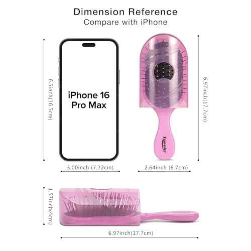 NuWay 4HAIR Traveler U.S. and International Patented Travel Brush (Petal Pink)