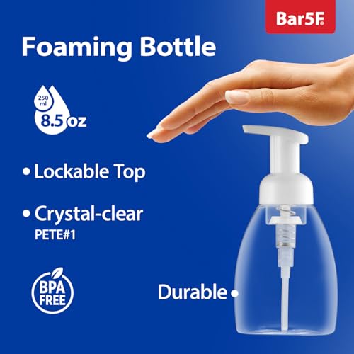 Bar5F 2-Pack Foaming Pump Bottle for Dr. Bronner's Castile Soap and All Generic Concentrated or Regular Soaps, Crystal Clear, 8.5-Ounce