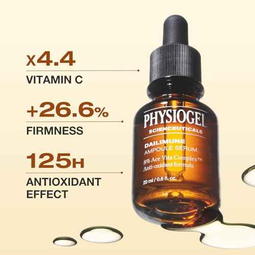 Physiogel Ampoule Vitamin C Face Serum, Strengthens Skin Barrier Antioxidant, Korean skin care, Moisturizing, Brightening, Soothing & Hydrating Serum Vitamin E & B5 Skincare Face Essence.