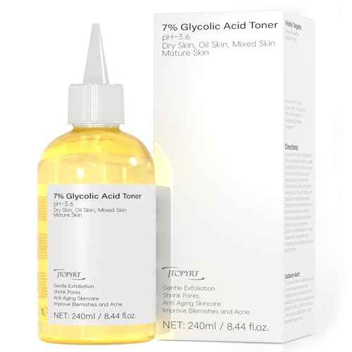 Glycolic Acid 7% Exfoliating Toner: Glycolic Acid Toner Gently Exfoliates 240ml - Toning Solution Reduces Skin Blemishes