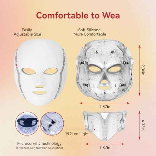 LED Face Mask Light Therapy, 7 Colors for Skin Vitality, Home Beauty Device - Light Therapy for Face