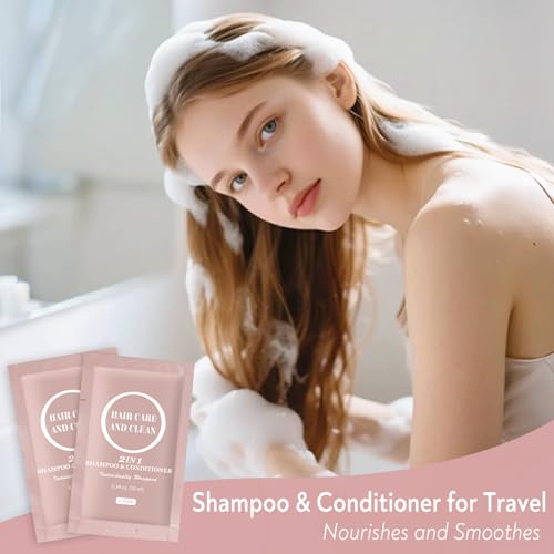 Travel Shampoo & Conditioner, 2 in 1 Shampoo Set Bulk, Mini Size Small Men Women Essential Cleansing Toiletries Amenities for Hotel, Shelter/Homeless/Nursing Home/Charity 0.34 Fl Oz(Pack of 100£©