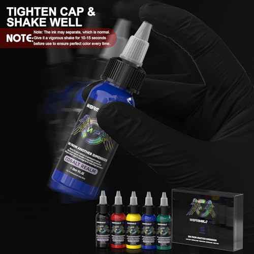 Tattoo Ink Set, Premium Long Lasting Vivid Color Vegan Tattoo Ink Pigment Kit Supplies Ink (5 Colors 1 fl oz)
