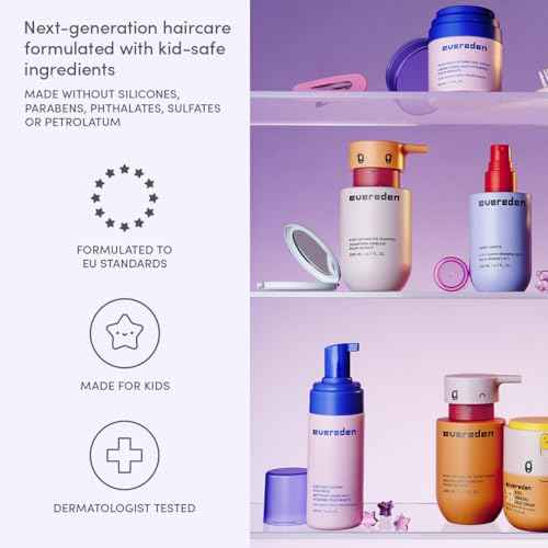 Evereden Kids Complete Haircare Set: Hair Detangling Shampoo, Conditioner & Spray for Children Ages 3+ & Pain-Free Hair Brush, Plant Protein Peptides & Argan Oil, Vegan, Free from Sulfate and Paraben