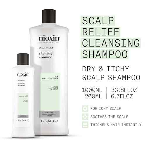 Nioxin Scalp Relief Cleansing Shampoo | Soothes, Hydrates, & Thickens Hair | For Sensitive, Dry, & Itchy Scalp | Made with Aloe Vera & Vitamin E