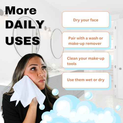 50 Pack Large Disposable Face Towels, Facial Wipes, Super Soft and Thick Shaving Face Towels XL, Daily Makeup Remover Tissues, Dry Clean Cloths for Sensitive Skin, 10"¡¿12"