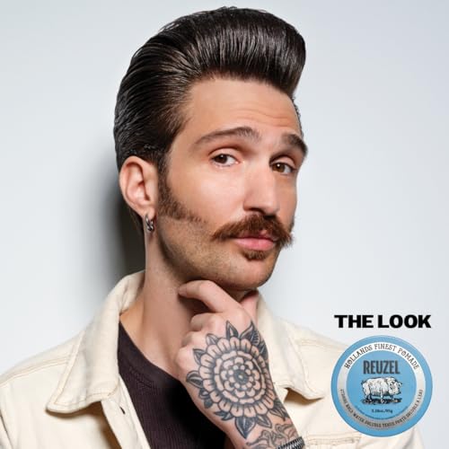 REUZEL Blue Pomade, Strong All Day Hold, Water Soluble Styling, High Shine and Flake Free, Easy To Wash Out, For All Hair Types