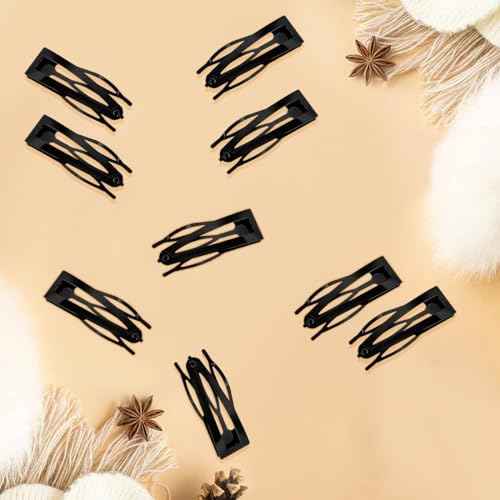 ELANE 20 Pcs Metal Snap Hair Clips for Women, Double Grip Barrettes for Thick Fine Hair, Small Black Clips for Girls