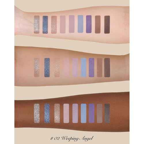 Flower Knows Little Angel 9-Color Eyeshadow Palette,Purple Gray Makeup Palette with 6 Matte + 3 Shimmer Shades,Blendable Smooth Cute Eye Makeup,0.37 Oz(02 Weeping Angel)