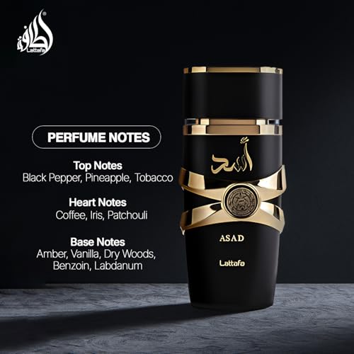 Lattafa Perfumes Asad for Unisex Eau de Parfum Spray, 3.4 Ounce
