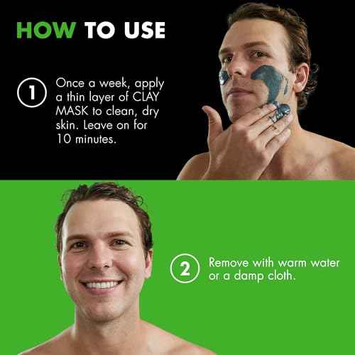 Tiege Hanley Detoxifying Facial Clay Mask for Men, Deep Pore Cleansing Charcoal Face Mask With Natural Kaolin Clay and Aloe, Absorbs Oil & Reduces Appearance of Pores, Men¡¯s Skin Care, 2 Oz, 2 Pack