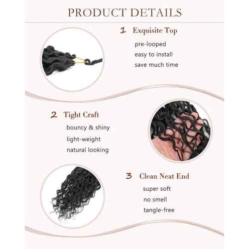 New Goddess Locs Crochet Hair 30inch Long River Faux Locs Braids with Curly End Long Boho Hippie Locs Style Synthetic Hair Extensions (30" 6Packs 1B#)