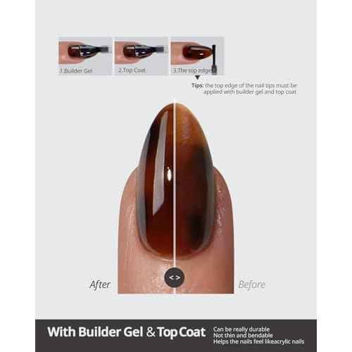 BTArtboxnails SOFTCOATTIPS Press On Nails - Tortoiseshell Almond Press On Nails Short, 96Pcs Salon Quality Soak Off Soft Gel Nail Tips in 16 Sizes