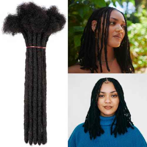 0.2-0.8cm Locs 8-18 I nch 20 Strands 100% Real Human Hair Dreadlock Extensions for Man/Women Permanent Loc Extensions Bundles Can Be Dyed Bleached Curled & Twisted (0.8CM, 1B, 16 INCH)
