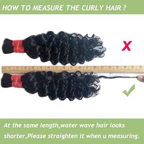 YOMIO Human Braiding Hair 20 Inch 100g (1Pack-2Bundles) Water Wave Human Hair Bulk for Braiding No Weft Bundle Virgin Curly Human Hair Bulk for Boho Braids Wet and Wavy Natural Black Color