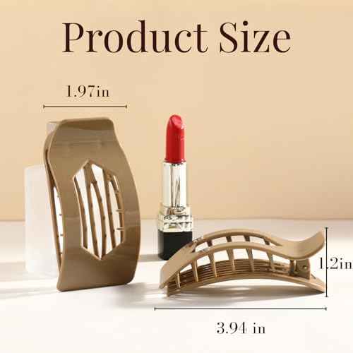 8 Pack Flat Hair Clips for Women ? Glossy Neutral No-Slip Flat Claw Clips for Thick & Thin Hair, Large Strong Hold Square Rectangle Hair Accessories for Work & Stylish Fall Outfits