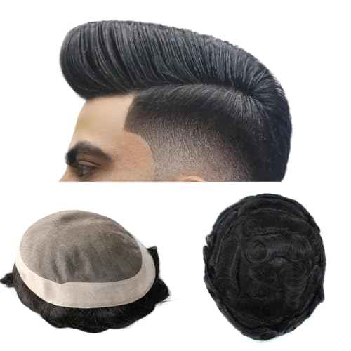 Toupee for Men Mono Base Real European Human Hair Pieces for Mens Hair Prosthesis Patch Units Hair Replacement System for Men (7x9")