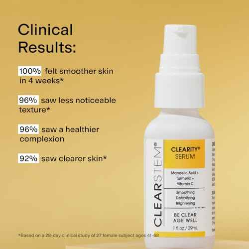 CLEARSTEM - CLEARITY The Blackhead Dissolver Mandelic Acid Serum - Vitamin C, Turmeric, Collagen Boost - All Skin Types - Facial Skin Care Products - Gluten Free, Cruelty Free - 1 fl oz / 29ml