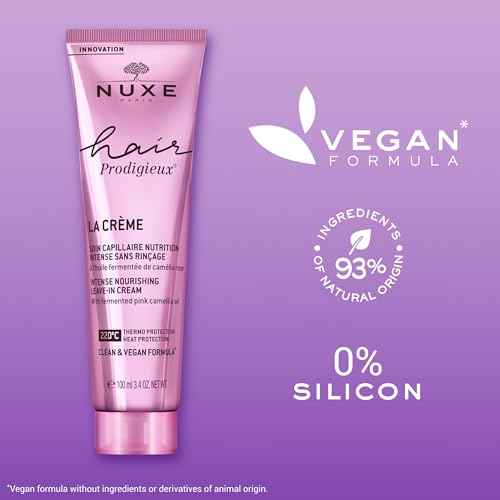 Nuxe Hair Prodigieux Intense Nourishing Leave-in Cream. Repairs & Protects Hair From Heat, For Soft, Shiny and Healthy Looking Hair. With Argan and Jojoba Oil, 3.4 Fl Oz
