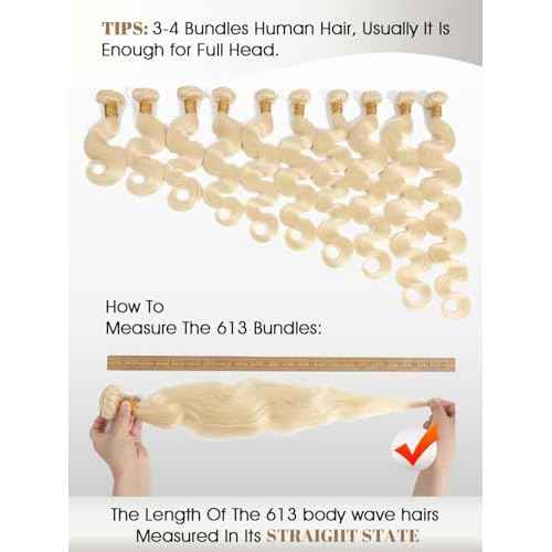 613 Blonde Body Wave Bundles Human Hair 18 Inch 613 Bundle 100% Unprocessed 12A Grade Brazilian Virgin Hair Bundles 1 Single Bundle Human Hair 613 Blonde Bundle
