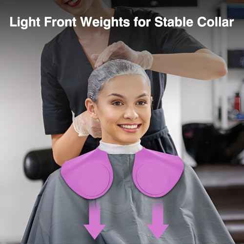 Hair Cutting Cape Collar for Salon, Hair Cutting Guide for Women, Large Waterproof Silicone Hair Dye Collar, Barber Hair Cutting Mat for Shoulders with Weighted Rubber Neck Wrap, Purple