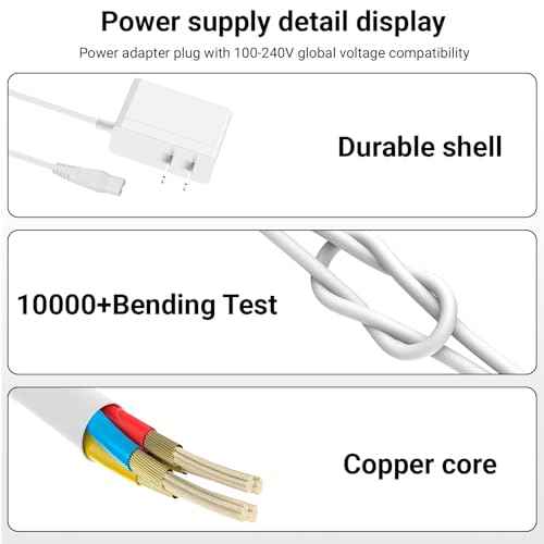 Charger Compatible with Philips Epilator Wet & Dry Series 8000 BRE700/04 BRE720/14 BRE740/14 Shaver and Trimmer for Women Replacement Power Adapter 15V Charging Cord Cable White