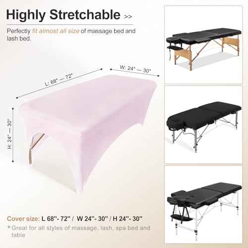 Spa Bed Cover Professional Lash Bed Cover Stretchy Massage Table Cover Beauty Bed Protective Topper, Excellent for Lash Extension, Spa, Massage, Beauty Salon, Wax, Tattoo Bed and Table (Pink)