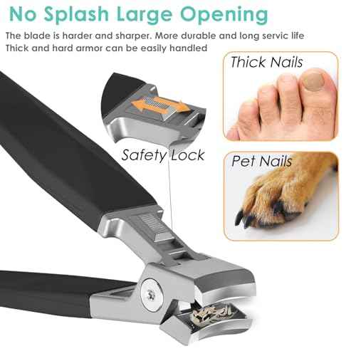 German Nail Clippers, Toenail Clippers for Thick Toenails, Toe Nail Clippers for Thick Nails for Seniors, Finger NailClippers Large Wide Jaw Opening with Catcher, No Splash with Lock