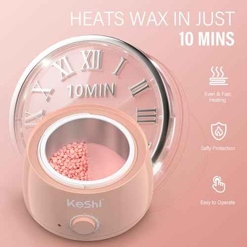 KeShi Waxing Kit, Painless Hair Removal Wax Warmer with 6 Bags Hard WaxBeans for Full Body, Legs, Face, Eyebrows & Bikini? Ideal for Both Women & Men(Blush)