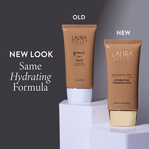 LAURA GELLER NEW YORK Quench-n-Tint Hydrating Foundation - Light - Sheer to Light Buildable Coverage - Natural Glow Finish - Lightweight Formula with Hyaluronic Acid