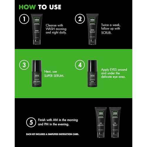 Tiege Hanley Skin Care Set for Men, Anti Aging Routine, System Level 3, Daily Face Wash, Facial Scrub, Two Moisturizers, Eye Cream, and Serum for Healthy, Hydrated Skin, Men¡¯s Skin Care, 6 Piece Kit