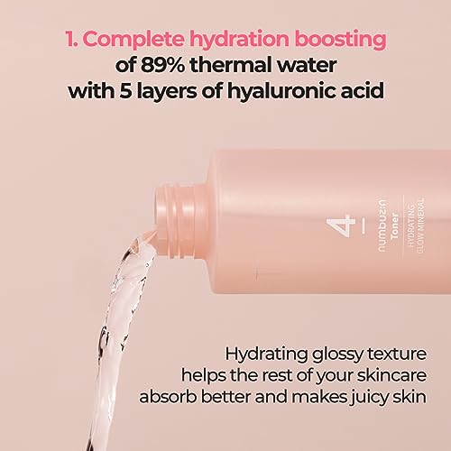 numbuzin No.4 Toner | Hydrating Glow Mineral Toner | Thermal Water, Hyaluronic Acid, Niacinamide | Deep Hydration, Glowing Skin, Makeup Booster, Gentle Exfoliation, Soothing | 6.76 fl. oz.