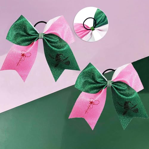 2pcs Witch Hair Accessories for Women, Pink Green Witch Hair bows for Wicked Movie Game Fans, wicked gifts for girls