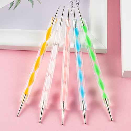 Silicone Sculpture Pen and Dotting Tool 10 Pcs Kit Double End Brushes for Nail Art Salon or at Home