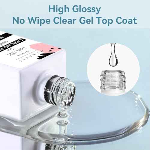Makartt Gel Top Coat for Chrome Nail Powder - 2 Pcs 15ml Clear No Wipe High Gloss Top Coat Gel Nail Polish Mirror Shine Long Lasting Easy Application, Soak off UV Lamp, DIY Home Salon Art Design
