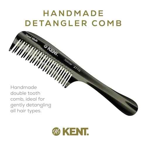 Kent 21T Black Graphite Large Detangling Comb, Wide Teeth for Thick Curly Wavy Hair. Long Hair Detangler Comb For Wet and Dry. Handmade of Quality Cellulose, Saw-Cut Hand Polished, Made in England