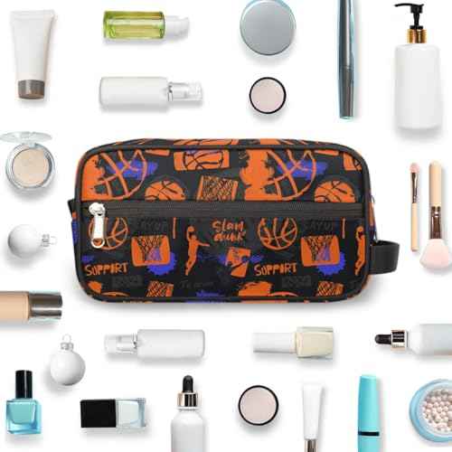 Travel Toiletry Bag for Boys Kids, Basketball Waterproof Hanging Dopp Kit for Men, Shaving Bag with Large Capacity for Travel, Sports, Shower
