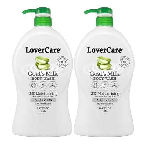 LoverCare Goat's Milk Moisturizing Body Wash Shower Cream Aloe Vera 40.7 Fl.Oz - Pack of 2