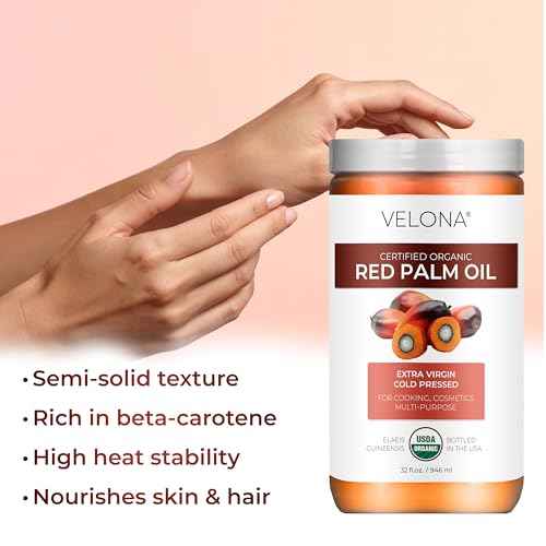 velona USDA Certified Organic Red Palm Oil 1 Gallon / 128 Fl Oz | Food and Cosmetic Grade | in jar | Extra Virgin, Cold Pressed | Skin, Face, Body, Hair Care | Use Today - Enjoy Results