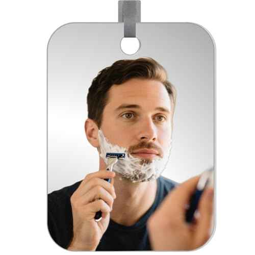 Shower Mirror Fogless for Shaving Men Fog Free Anti Fog Bathroom No Fog Proof Anti-Fog Hanging Shatterproof RV (8" x 6")