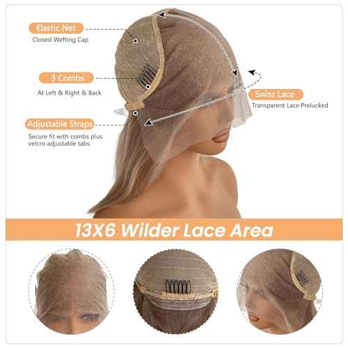 Munx Ash Blonde Bob Lace Front Wig Human Hair Pre Plucked Hairline 180% Density Short Bob HD Human Hair Wigs for Women 13x6 Deep Part Lace Front Wig Bleached Knots 8in