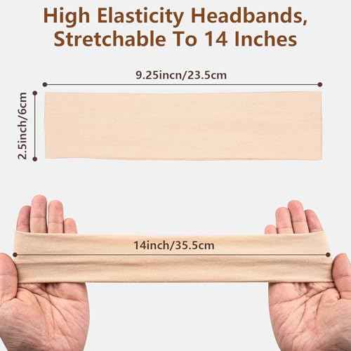 Headbands for Women, 8 PCS Elastic Head Bands for Women's Hair, Premium Workout Headbands for Women Non Slip, Fashion Stretchy Soft Cotton Cloth Fabric Sports Sweat Band for Yoga Running
